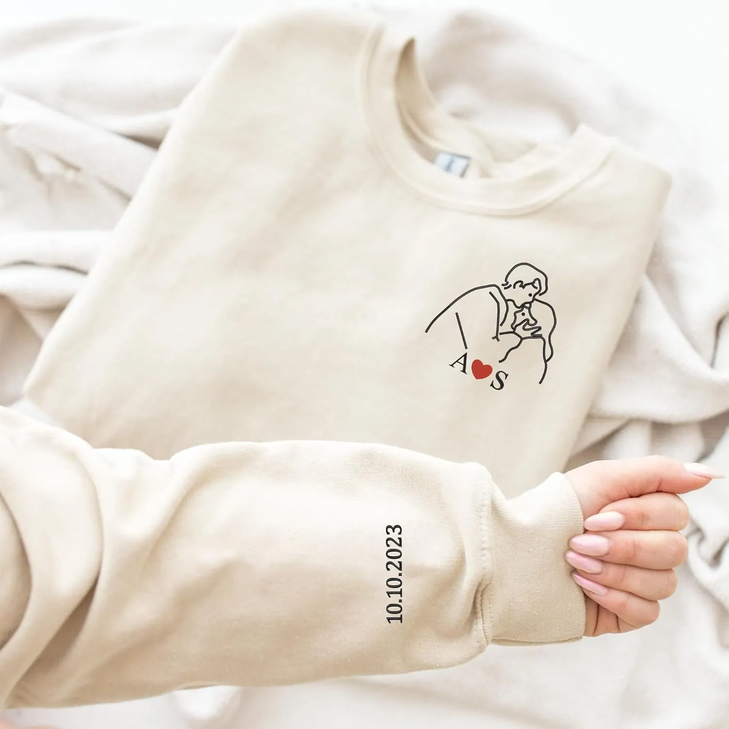 Custom Embroidered Couple Hoodie, Customized Embroidered Couple Sweatshirt, Matching His and Hers, Birthday