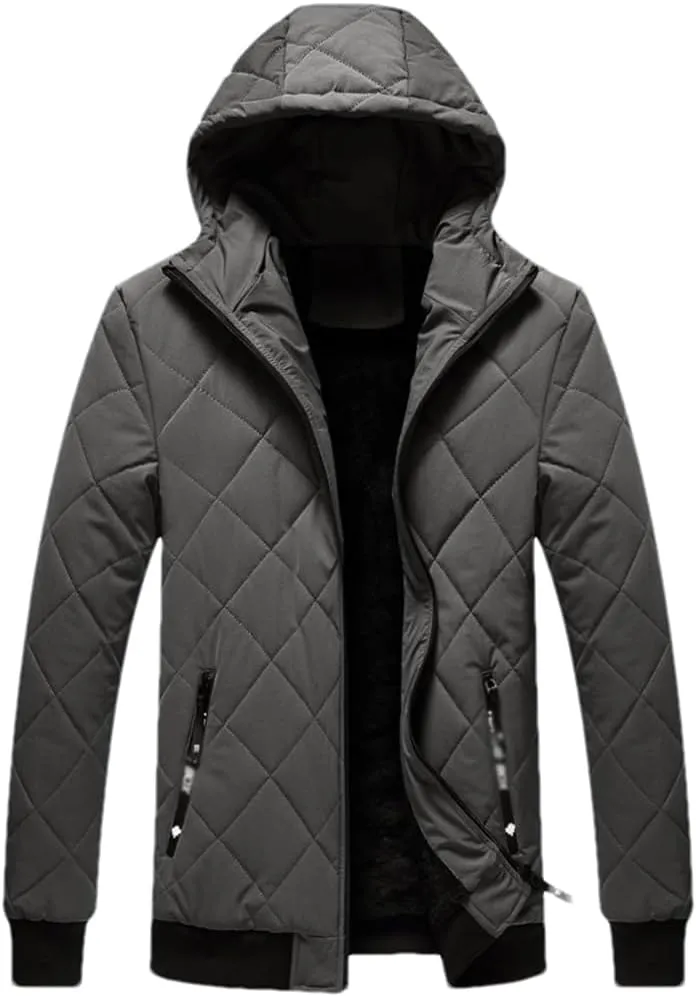 DBFBDTU Men Autumn Winter Thicken Hooded Jackets Men Warm Lightweight Cotton Jacket