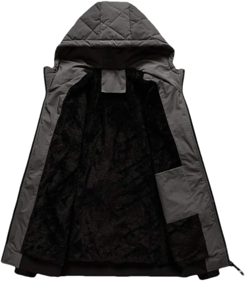DBFBDTU Men Autumn Winter Thicken Hooded Jackets Men Warm Lightweight Cotton Jacket