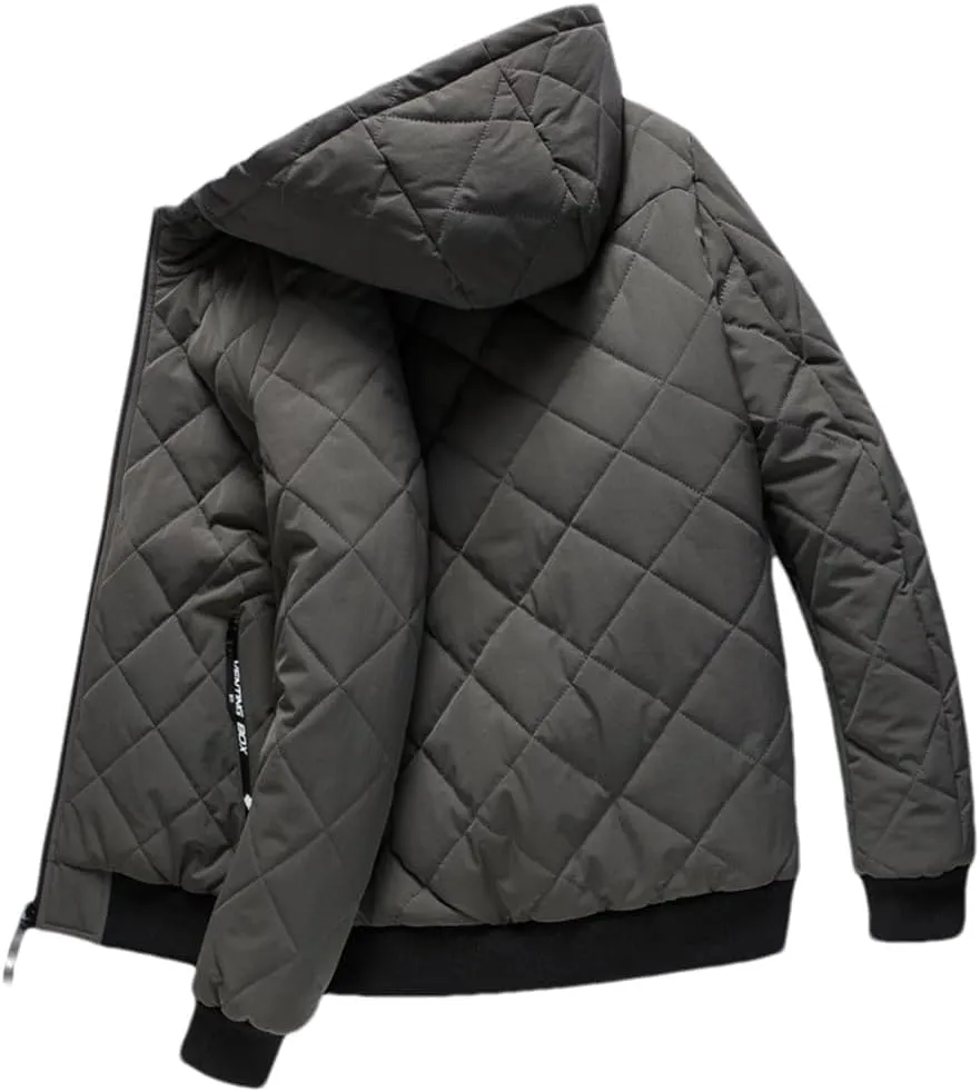 DBFBDTU Men Autumn Winter Thicken Hooded Jackets Men Warm Lightweight Cotton Jacket