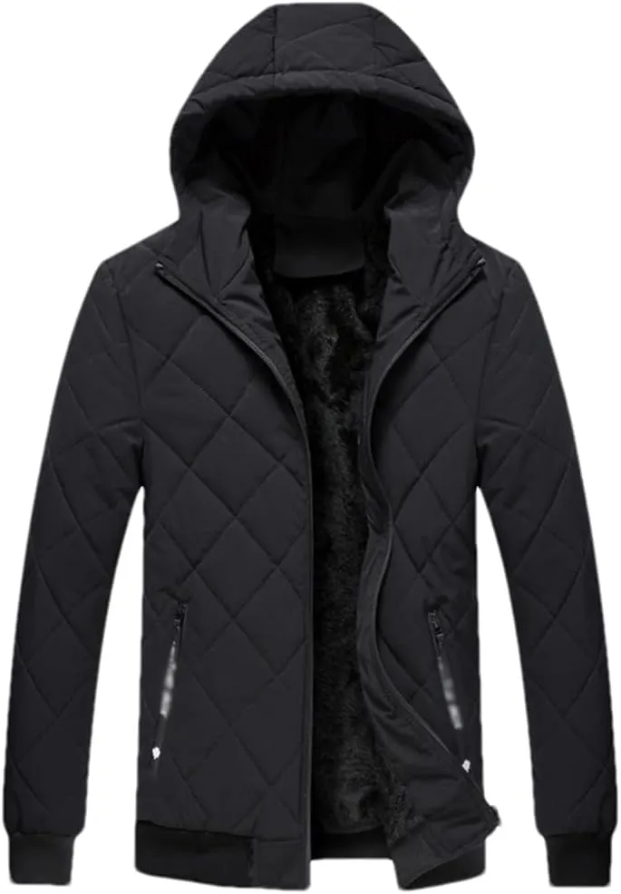 DBFBDTU Men Autumn Winter Thicken Hooded Jackets Men Warm Lightweight Cotton Jacket