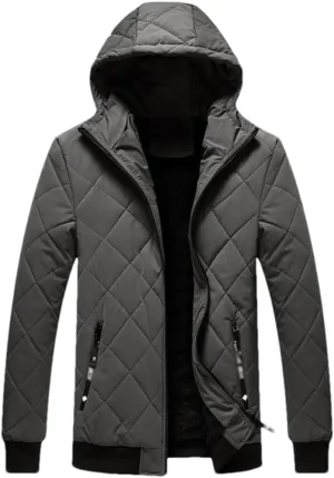 DBFBDTU Men Autumn Winter Thicken Hooded Jackets Men Warm Lightweight Cotton Jacket