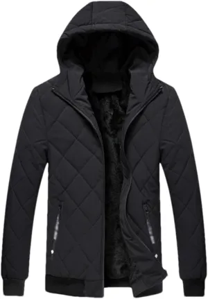 DBFBDTU Men Autumn Winter Thicken Hooded Jackets Men Warm Lightweight Cotton Jacket