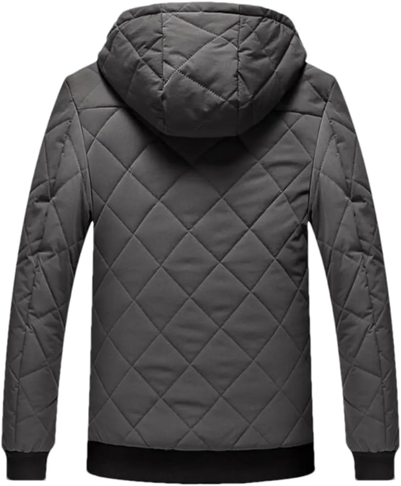 DBFBDTU Men Autumn Winter Thicken Hooded Jackets Men Warm Lightweight Cotton Jacket
