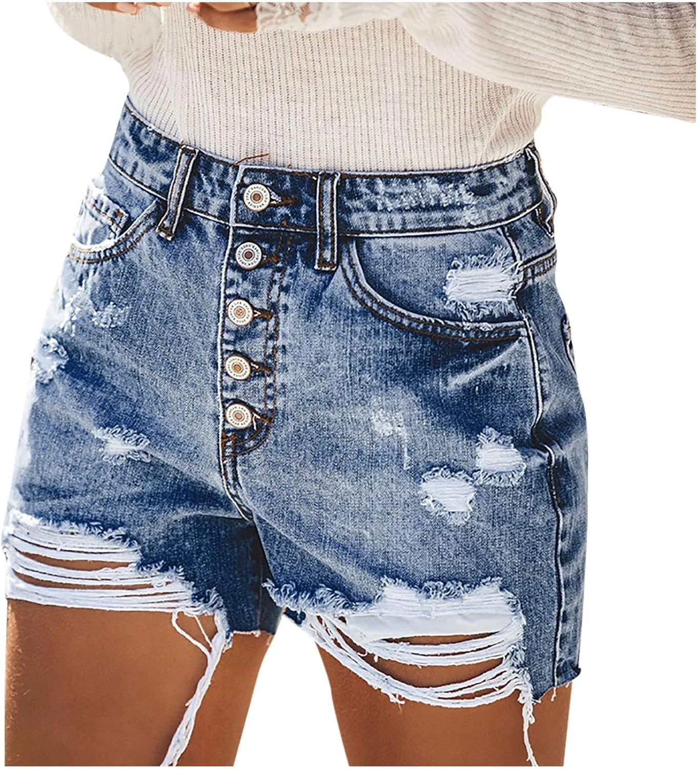 Denim Shorts for Teen Girls Trendy Low Rise Stretch Mom Jean Shorts Solid Raw Hem Slim Shorts