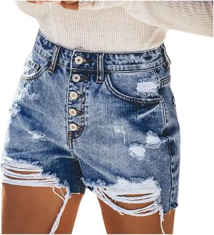 Denim Shorts for Teen Girls Trendy Low Rise Stretch Mom Jean Shorts Solid Raw Hem Slim Shorts
