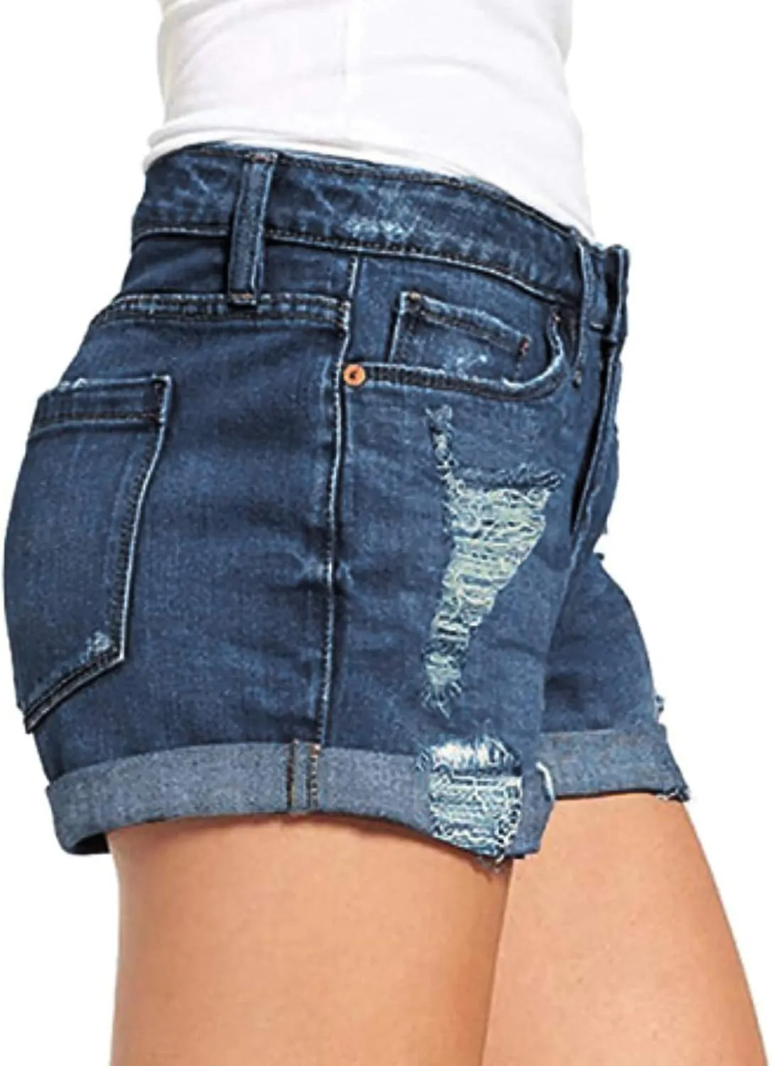 Denim Shorts for Women High Waisted Stretch Distressed Ripped Raw Hem Jean Shorts 2024 Summer Casual Hot Shorts with Pockets