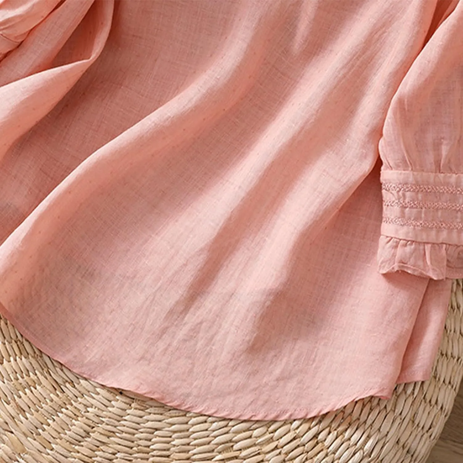 Embroidered Linen Shirts for Women 2025 Summer 3/4 Sleeve Boho Peasant Tops Vintage Crew Neck Blouses Tees Tunics