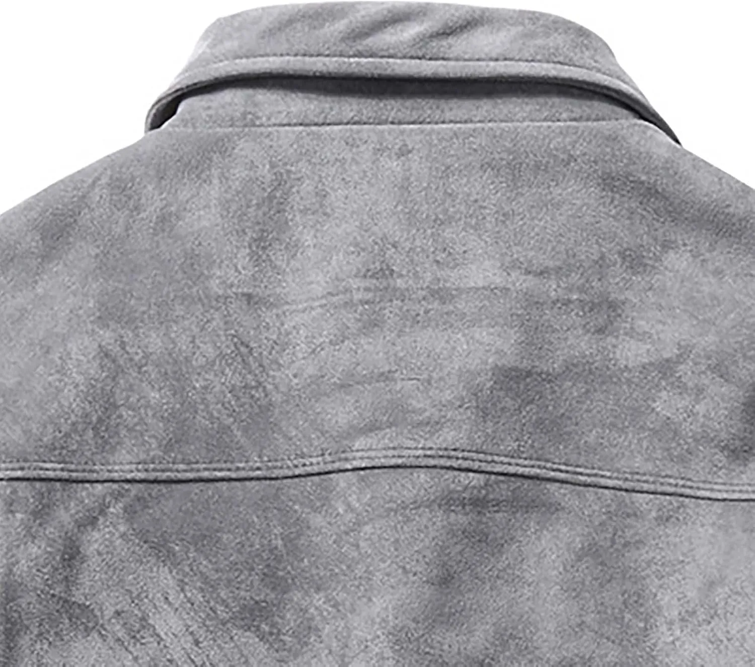 Fashion Leisure Trucker Jacket for Men Slim Fit Faux Suede Leather Jackets Classic Lapel Collar Outerwear Winter Coat