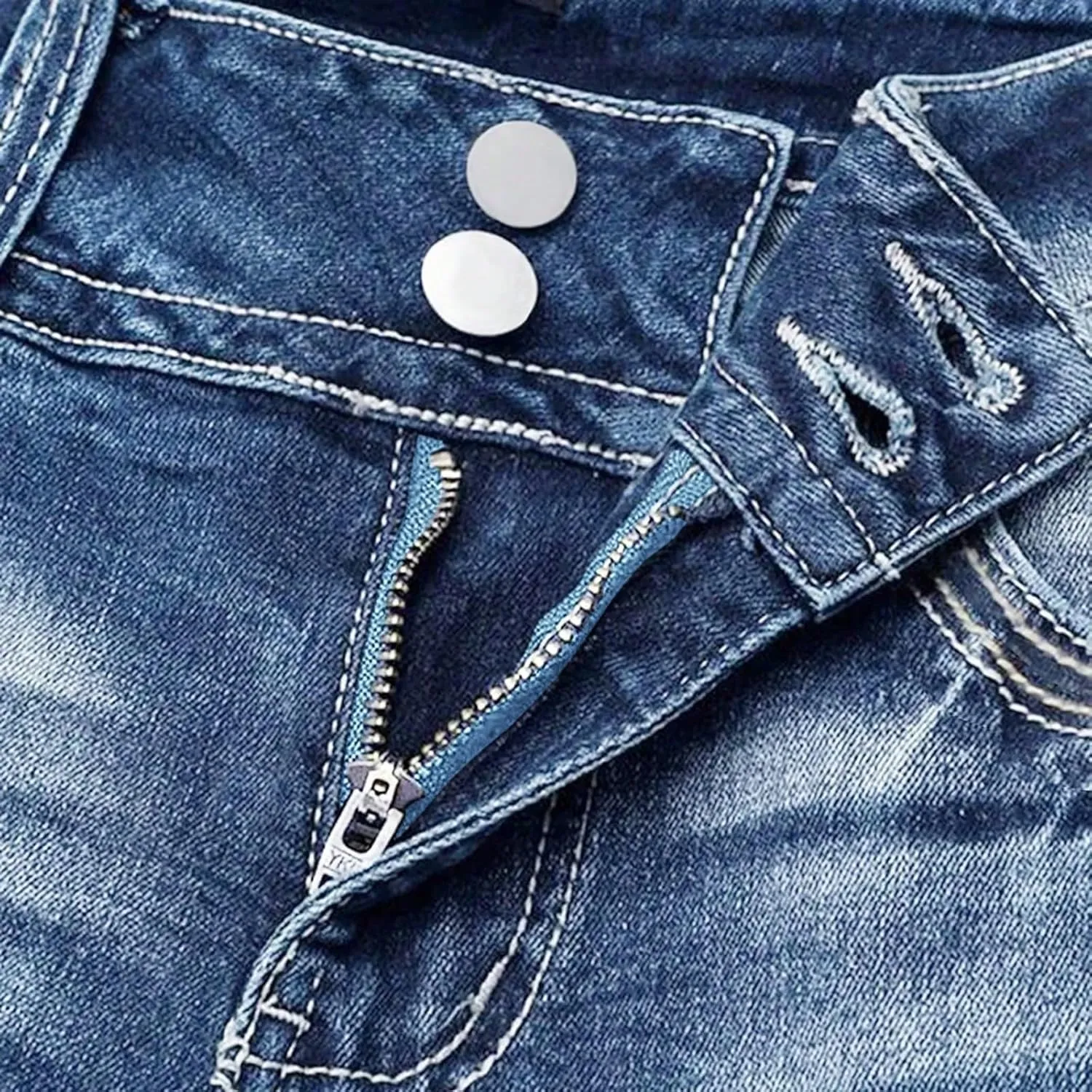 Flare Jeans for Women High Waist Denim Distressed Elastic Pull on Bootcut Button Beach Bell Bottom Jeans with Pockets