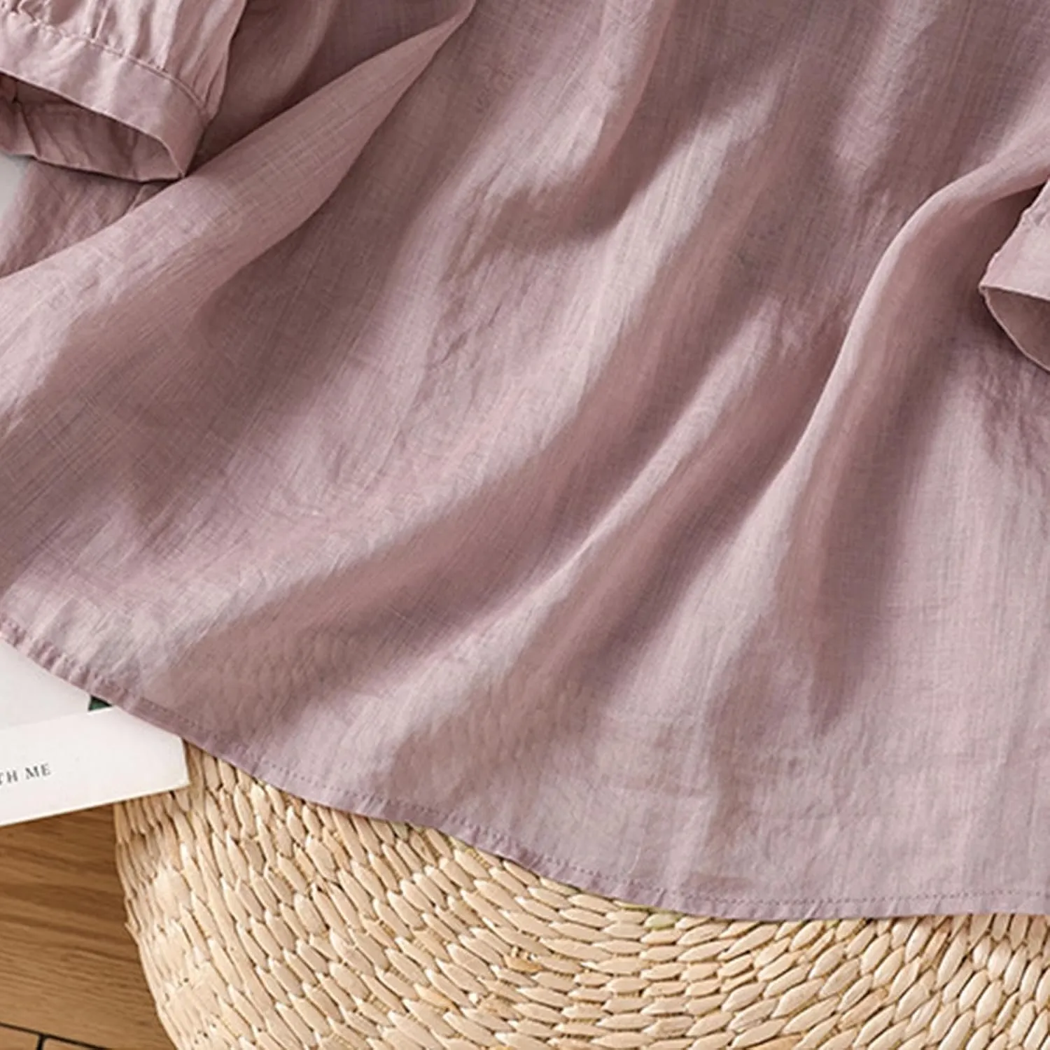 Floral Embroidered Tops Cotton Linen Shirts Boho Ethnic Style Peasant Tee Women 3/4 Sleeve V Neck Button Tunic Tshirt