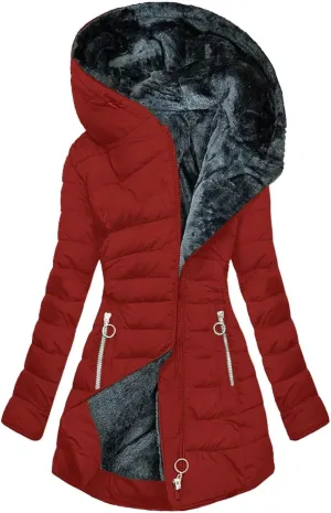 Fuzzy Fleece Jacket for Women with Zipper Pockets Long Sleeve Solid Color Hooded Jackets Open Front Full Zip Up Coat