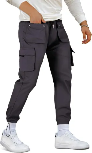 GINGTTO Men's Casual Cargo Pants Elastic Waist Camo Pants Hiking Joggers