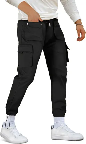 GINGTTO Men's Casual Cargo Pants Elastic Waist Camo Pants Hiking Joggers