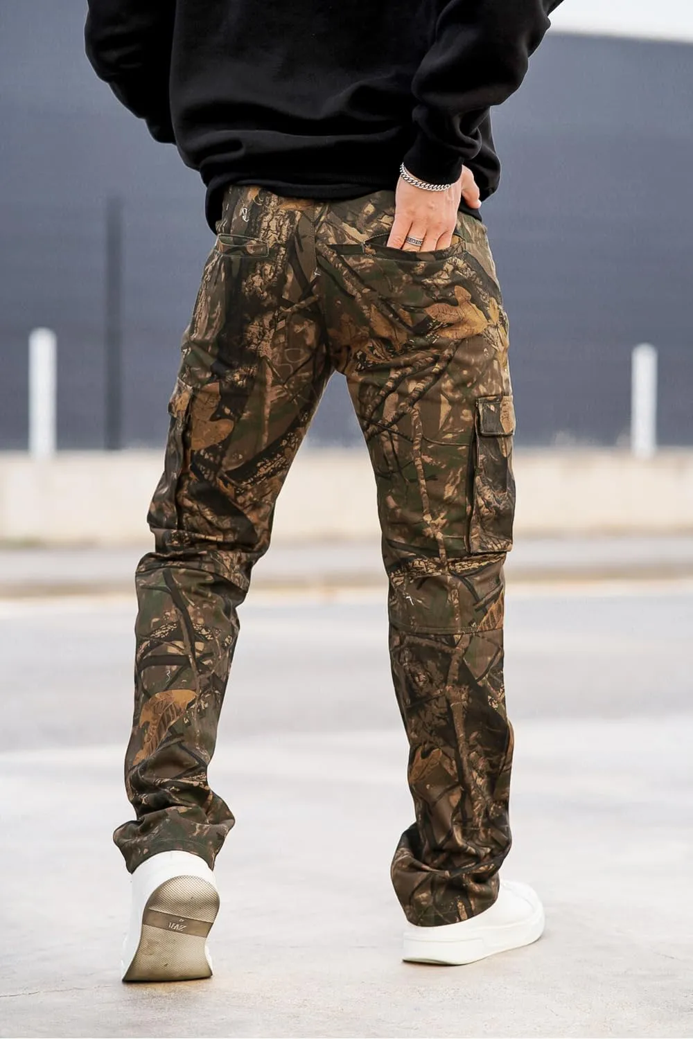 GINGTTO Men's Casual Cargo Pants Elastic Waist Camo Pants Hiking Joggers