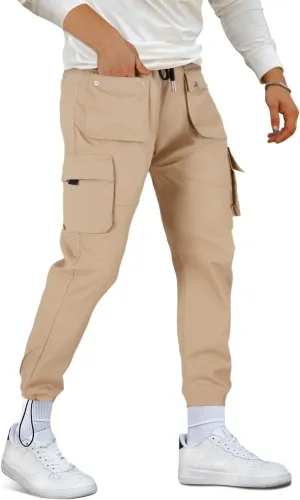 GINGTTO Men's Casual Cargo Pants Elastic Waist Camo Pants Hiking Joggers