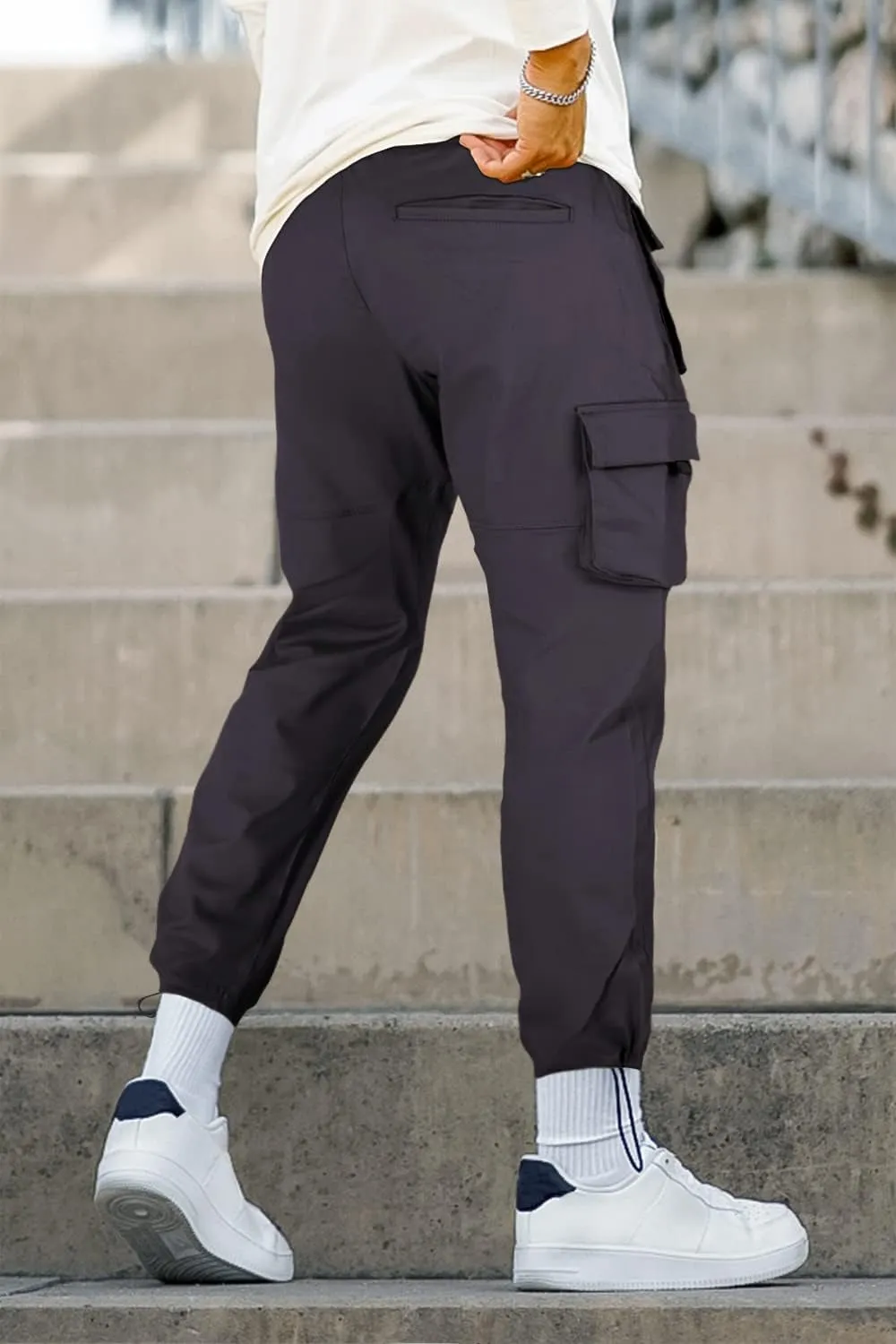 GINGTTO Men's Casual Cargo Pants Elastic Waist Camo Pants Hiking Joggers
