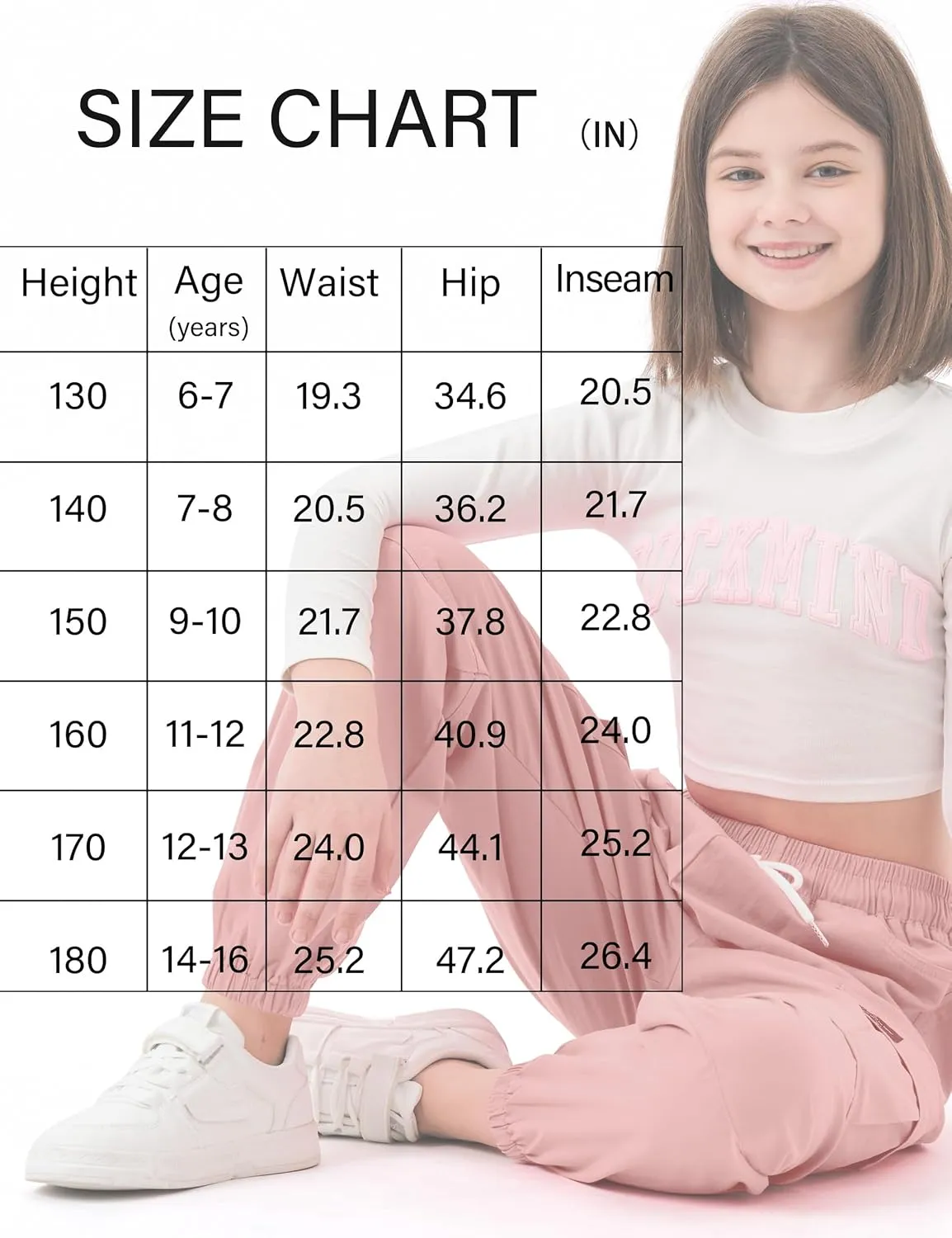 Girls Cargo Pants Elastic Waist Cargo Jogger Pants with Pockets