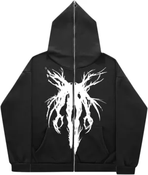 Halloween Mens Zip Up Hoodie Skeleton Graphic Print Oversized Long Sleeve Jacket Teens Preppy Loose Casual Pullover