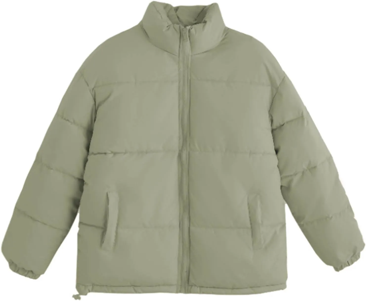HGps8w Women's Winter Down Puffer Jackets Stand Collar Zip Up Warm Padded Quilted Coat Outerwear with Pockets