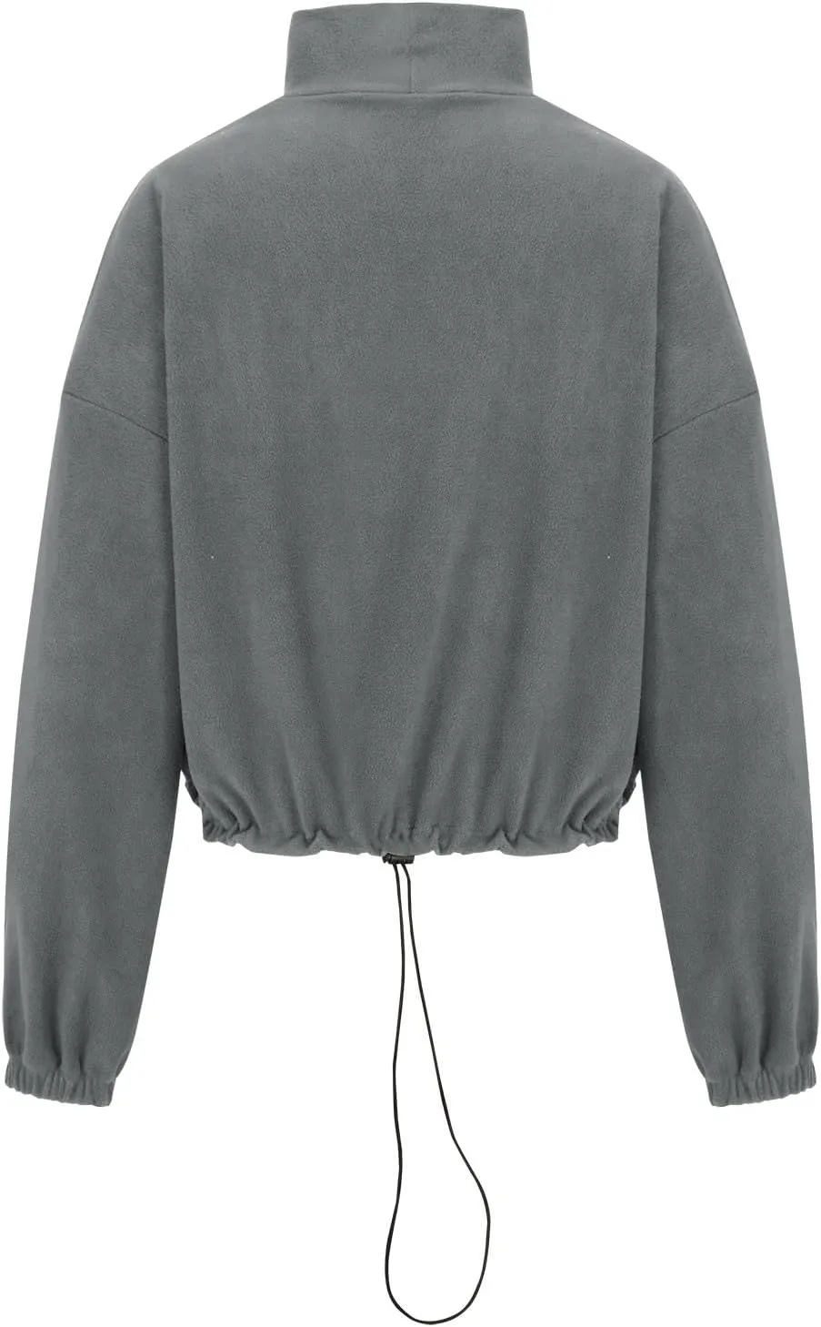 hlysgo Oversized Sweatshirt Womens Fleece Cropped Sweatshirts High Neck Warm Pocket Pullover Adjustable Hem Fall Clothes