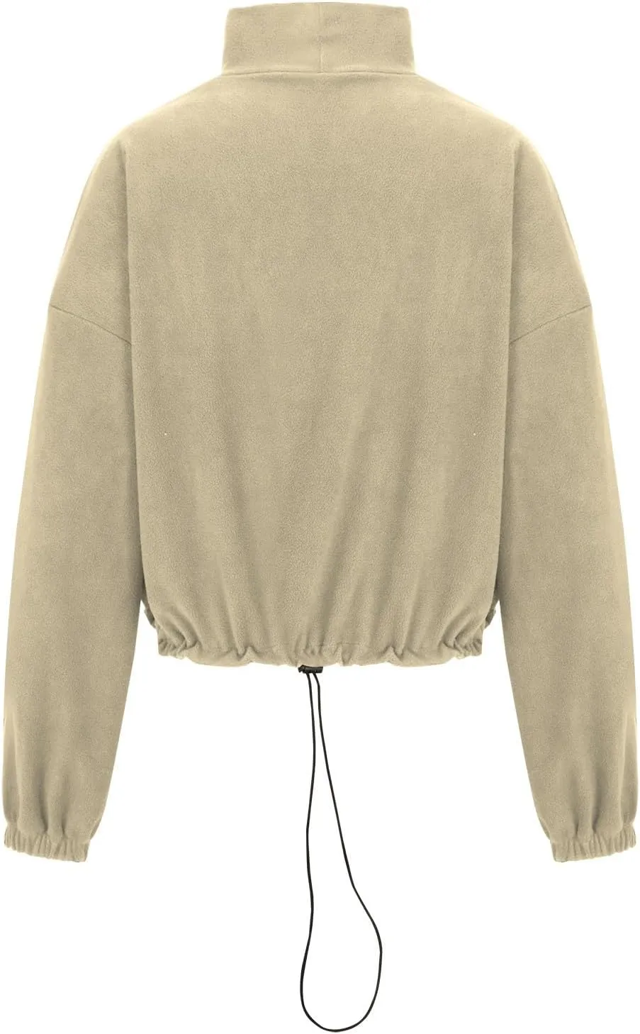 hlysgo Oversized Sweatshirt Womens Fleece Cropped Sweatshirts High Neck Warm Pocket Pullover Adjustable Hem Fall Clothes