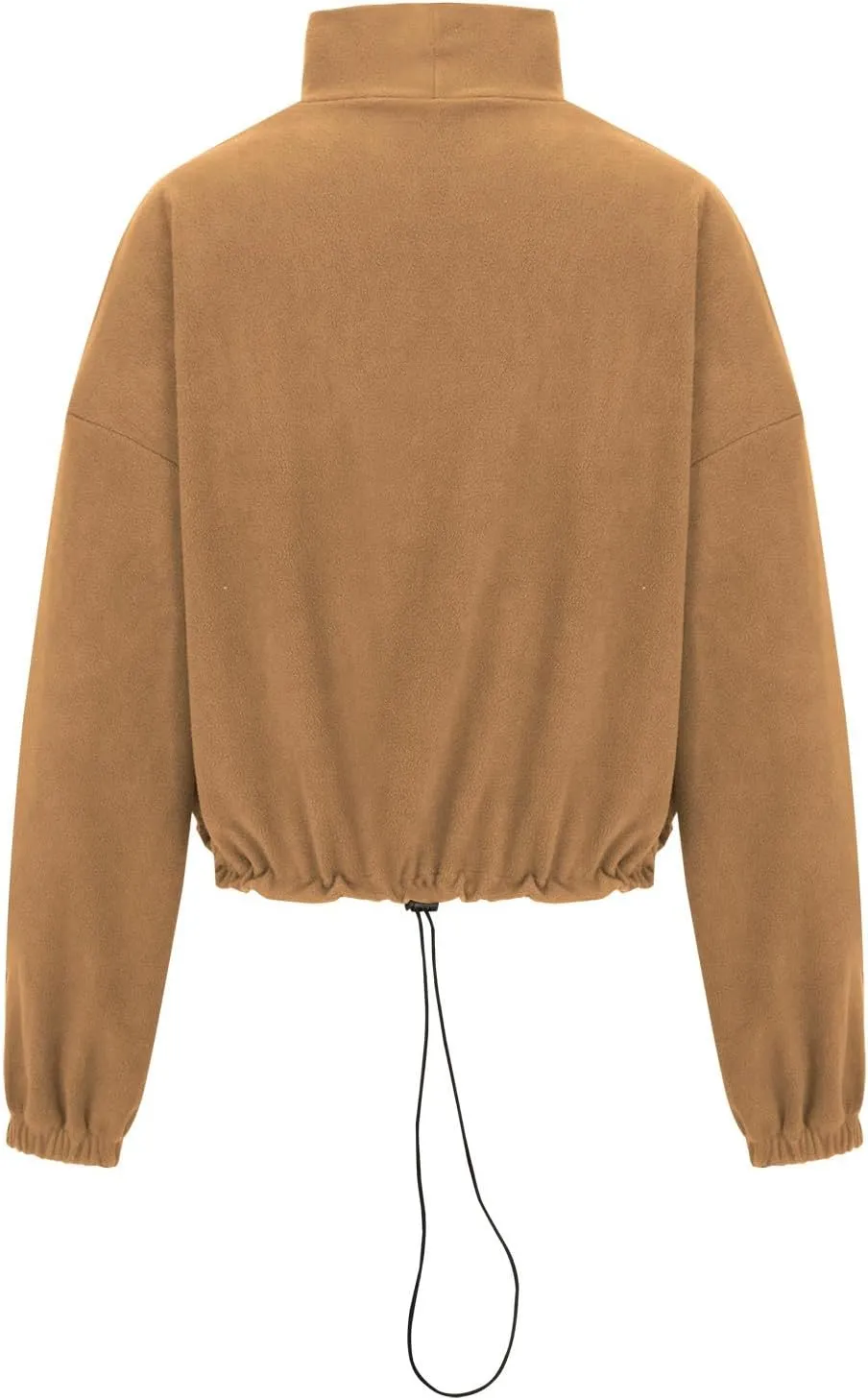 hlysgo Oversized Sweatshirt Womens Fleece Cropped Sweatshirts High Neck Warm Pocket Pullover Adjustable Hem Fall Clothes
