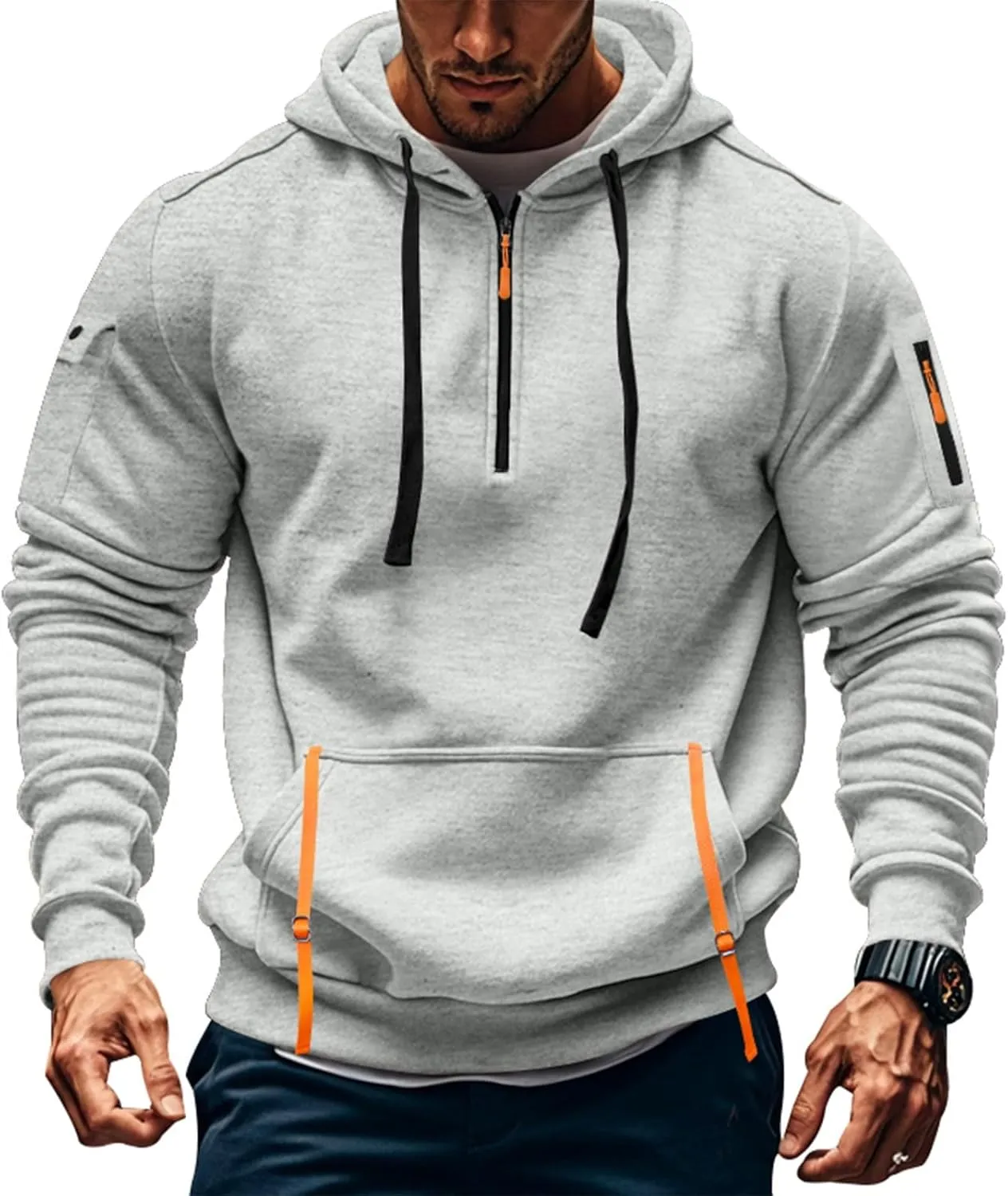 Hoodies for Men Casual Pullover Sports with Zipper Drawstring Fall Tops Winter Men'S Fashion Hoodies & Sweatshirts