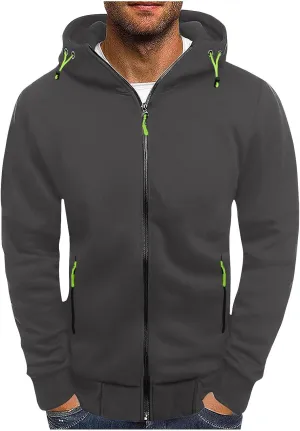 Hoodies for Men Zip Up Lightweight Casual Long Sleeve Hooded Jackets Sports Hooded Sweatshirts with Zipper Pockets