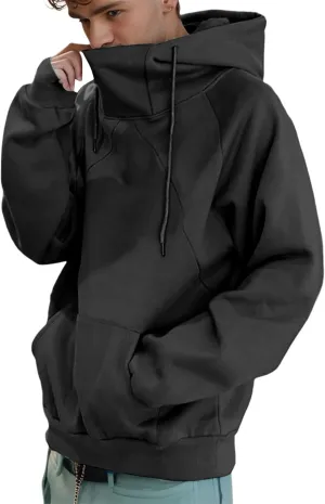 Hoodies for Men,Mens Hoodies High Neck Sweatshirt Oversized Hooded Big and Tall Pullover Tops Long Sleeve Shirts