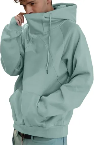 Hoodies for Men,Mens Hoodies High Neck Sweatshirt Oversized Hooded Big and Tall Pullover Tops Long Sleeve Shirts