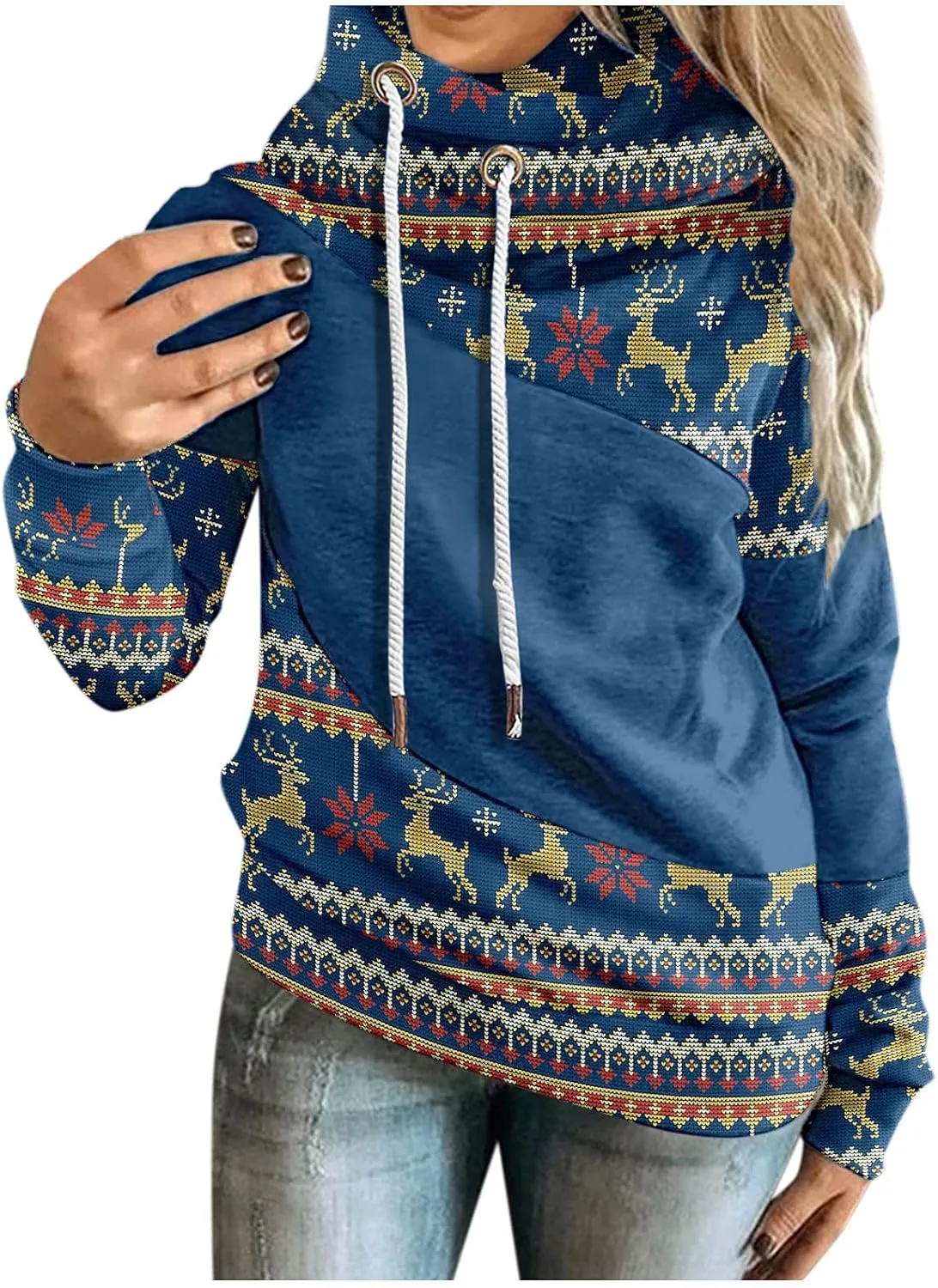 Hoodies for Women High Neck Hooded Sweatshirts Fall Winter Warm Hooded Sweatshirt Long Sleeve Drawstring Pullover Tops