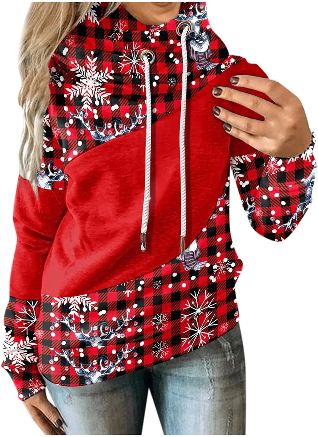 Hoodies for Women High Neck Hooded Sweatshirts Fall Winter Warm Hooded Sweatshirt Long Sleeve Drawstring Pullover Tops