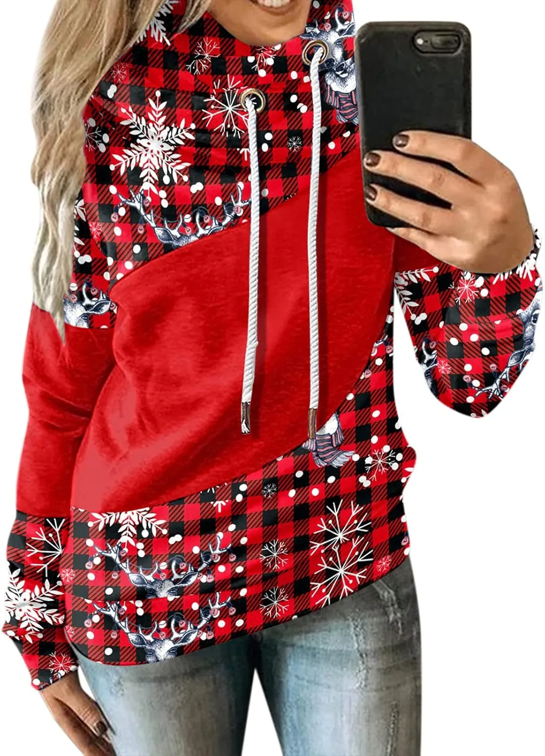 Hoodies for Women High Neck Hooded Sweatshirts Fall Winter Warm Hooded Sweatshirt Long Sleeve Drawstring Pullover Tops