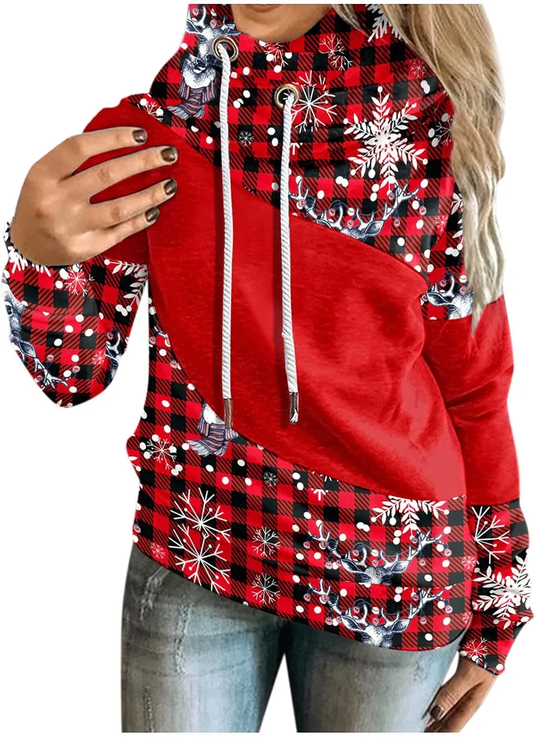 Hoodies for Women High Neck Hooded Sweatshirts Fall Winter Warm Hooded Sweatshirt Long Sleeve Drawstring Pullover Tops