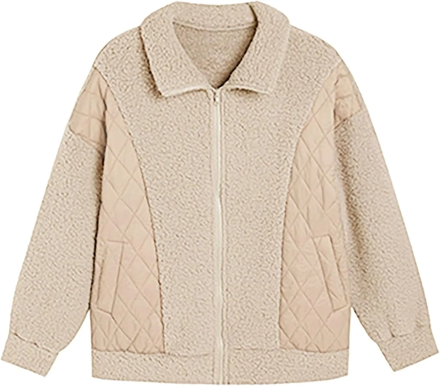Jackets for Women Full Zip Fuzzy Fleece Sherpa Lined Cardignas Jacket Plus Size Open Front Winter Coats with Pockets