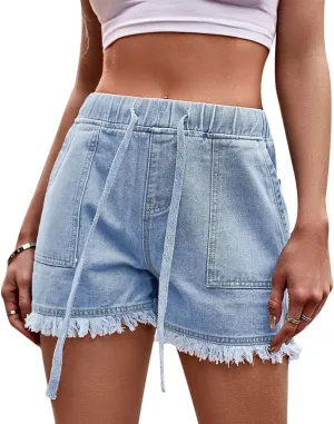 Jean Shorts Womens High Waisted Ripped Denim Shorts