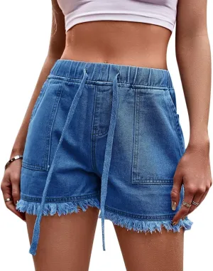 Jean Shorts Womens High Waisted Ripped Denim Shorts