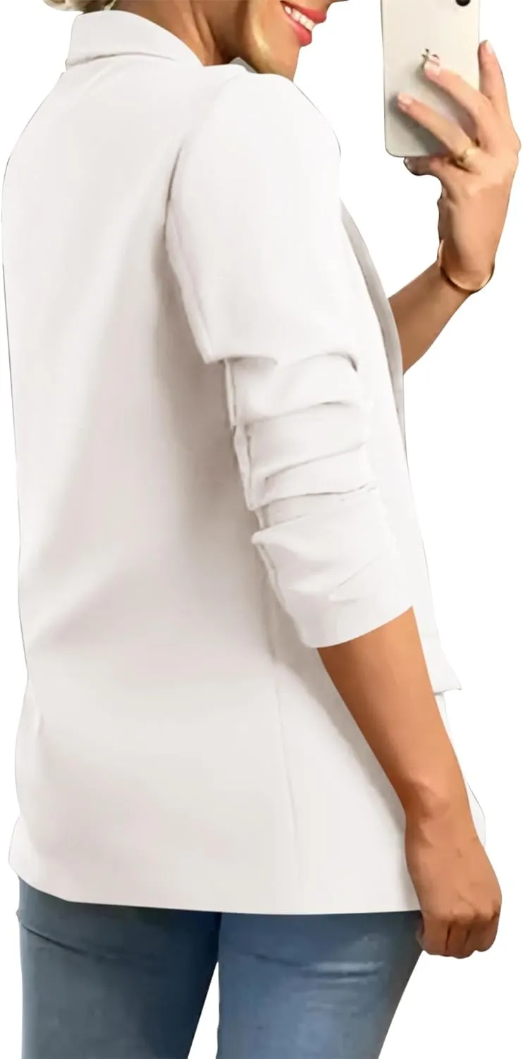 KIRUNDO Womens Blazer 2025 Spring Fall Bussiness Casual Long Sleeve Open Front Work Office Dressy Suit Jackets with Pockets