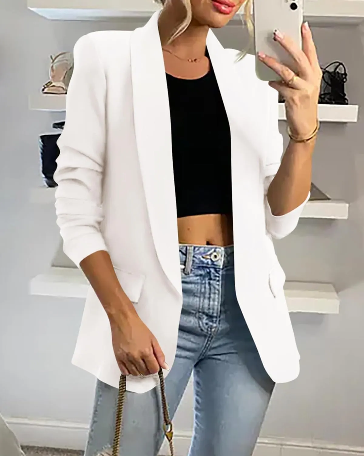 KIRUNDO Womens Blazer 2025 Spring Fall Bussiness Casual Long Sleeve Open Front Work Office Dressy Suit Jackets with Pockets
