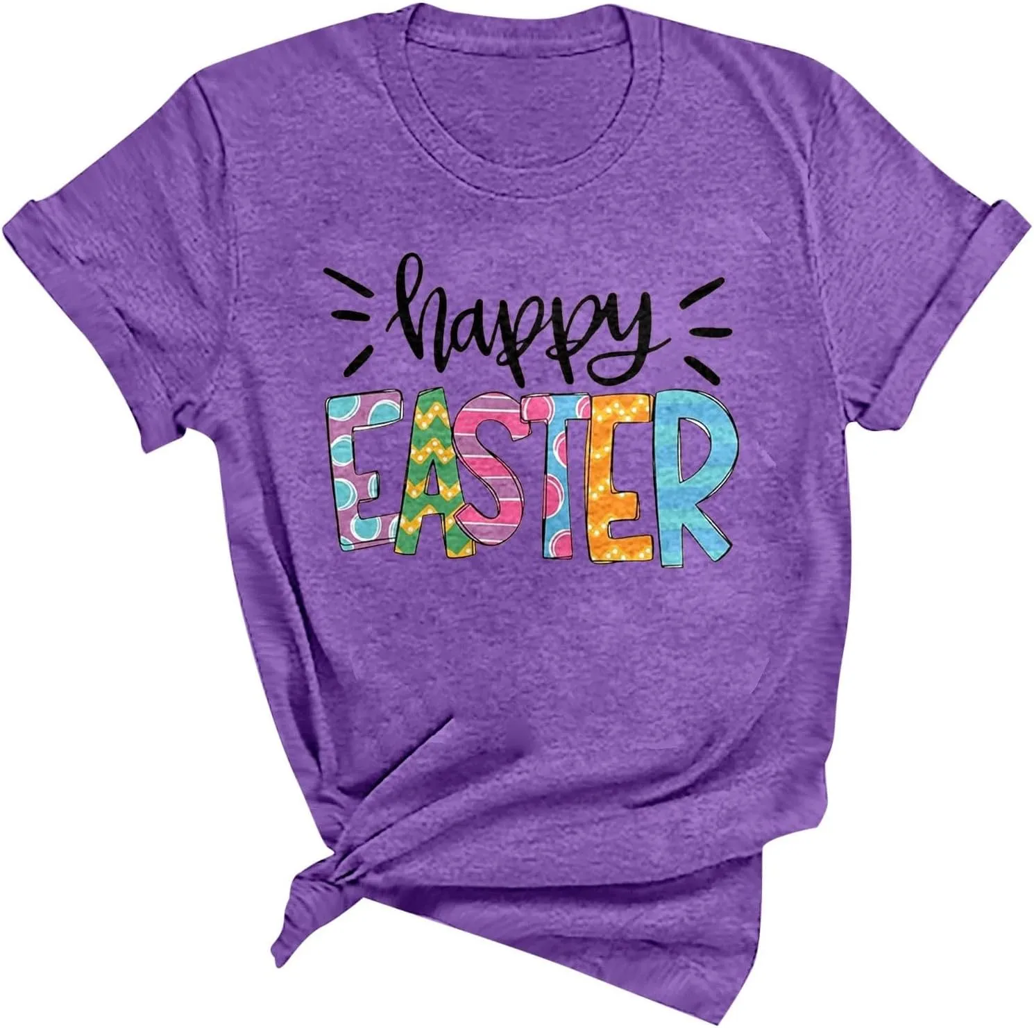 Ladies Printed Letter Round Neck Short Sleeve T Shirt Casual Top for Women Womens Sweaters Work