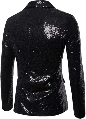 LCMTWX Blazers for Men Button Top Men's Casual Fit Suit One Jacket Charm Coat Sequin Party Men's Coats Jackets Mens Suit