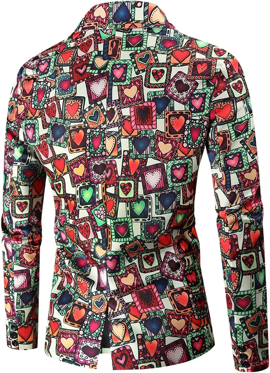 LCMTWX Mens Blazers Men's Fashion Coat Casual Pocket Button Suit Jacket Buckle Loved Printed Single-breasted Mens Suit