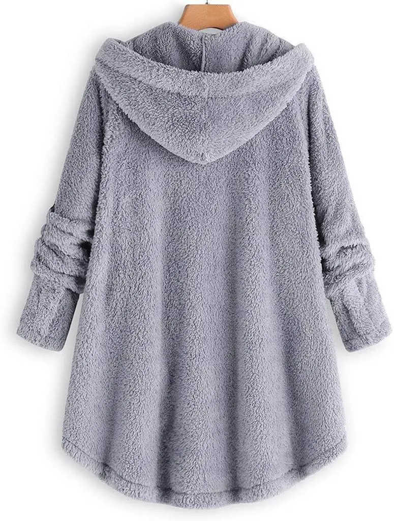 LCMTWX Winter Coats Coats Warm Plush Hooded Jackets Up Button Cardigan Trendy Plaid Fuzzy Outerwear Womens Fall Jackets