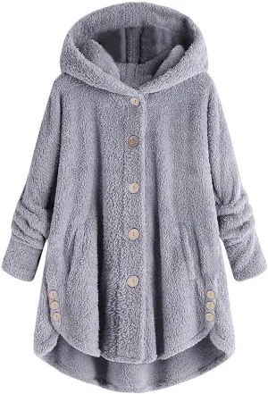 LCMTWX Winter Coats Coats Warm Plush Hooded Jackets Up Button Cardigan Trendy Plaid Fuzzy Outerwear Womens Fall Jackets