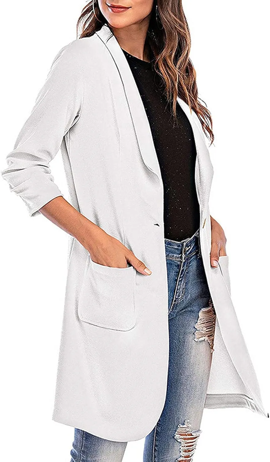 Lightweight Blazer for Women Business Women's Tops Buttonn Prtite Funny Jackets Fitted With Pockets Blazer