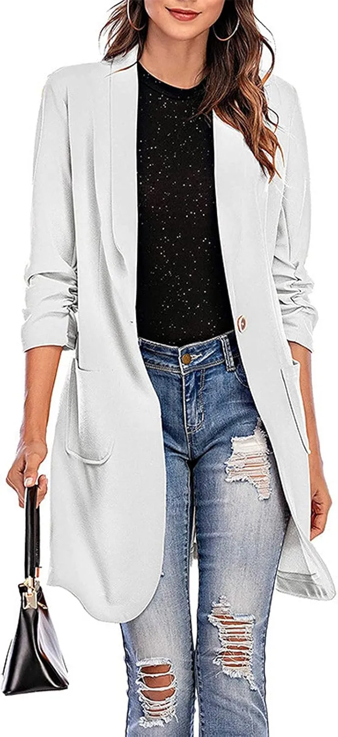 Lightweight Blazer for Women Business Women's Tops Buttonn Prtite Funny Jackets Fitted With Pockets Blazer
