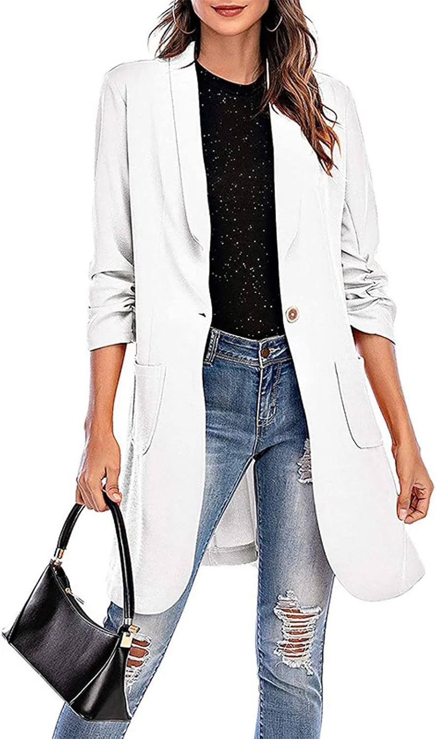 Lightweight Blazer for Women Business Women's Tops Buttonn Prtite Funny Jackets Fitted With Pockets Blazer