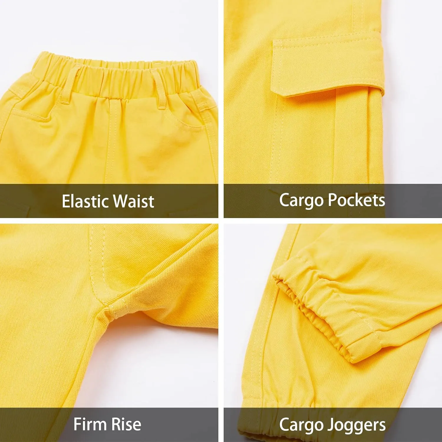 LittleSpring Boys Pull-On Cargo Pants Elastic Waist with Hoop
