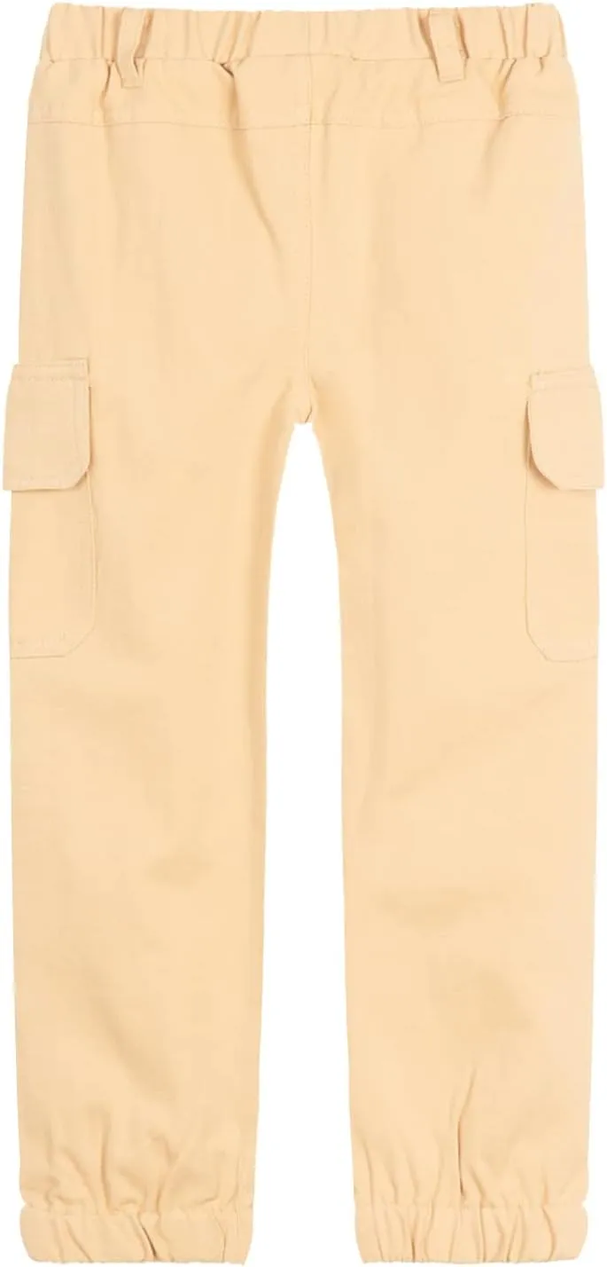 LittleSpring Boys Pull-On Cargo Pants Elastic Waist with Hoop